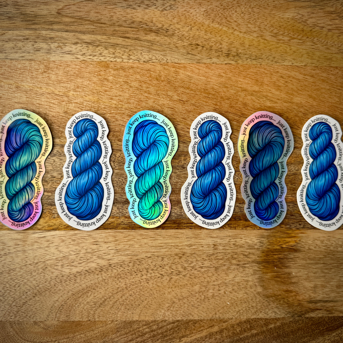 "Just Keep Knitting" Yarn Skein Vinyl Sticker