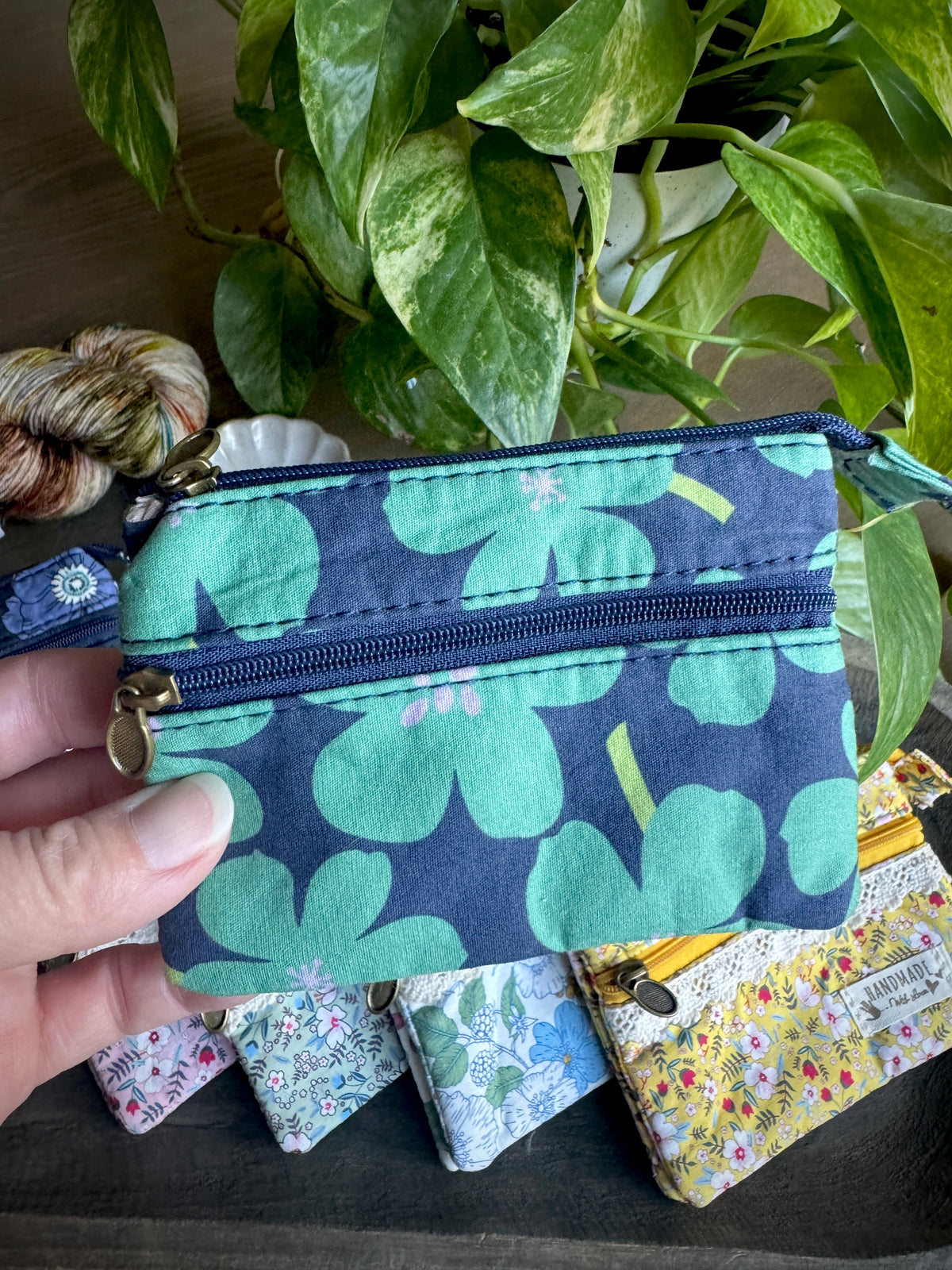 Cotton, Multi-Pocket Notions Pouch 5" x 3.5"
