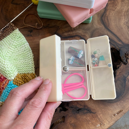 7 Compartment Plastic Notion Organizer for Knitting & Crochet - Bifold Design