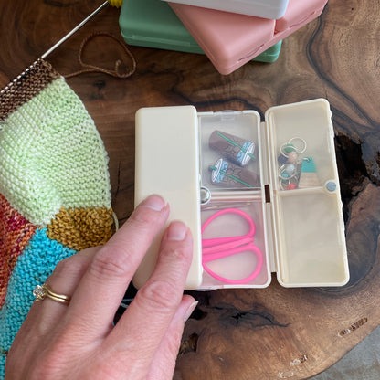 7 Compartment Plastic Notion Organizer for Knitting & Crochet - Bifold Design