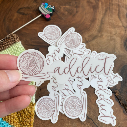 Knitting/Crochet Vinyl Sticker **Waterproof** - Yarn Addict