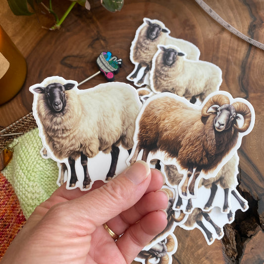 Knitting Vinyl Sticker **Waterproof** - Sheep/Ram