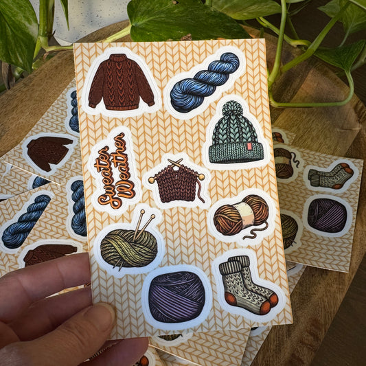 Yarn/Knitting Sweater Weather Sticker Sheet