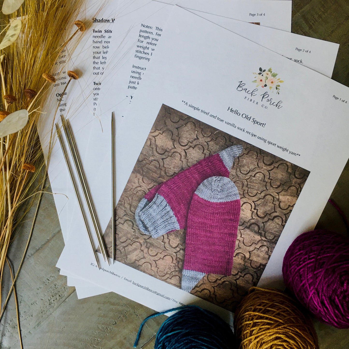 Hello Old Sport! - a Sport Weight Sock Pattern - Printed Hard Copy + Digital File