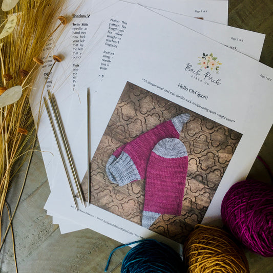 Hello Old Sport! - a Sport Weight Sock Pattern - Printed Hard Copy + Digital File