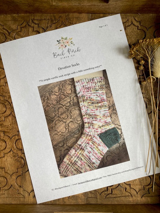 Elevation Socks - a Fingering Weight Sock Pattern **Hard Copy + Digital File**
