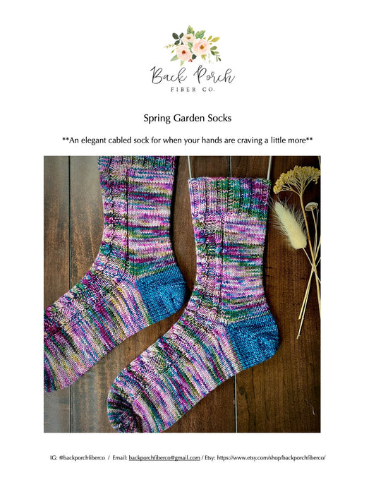 Spring Garden Socks - a Fingering Weight Sock Pattern with a simple cable pattern