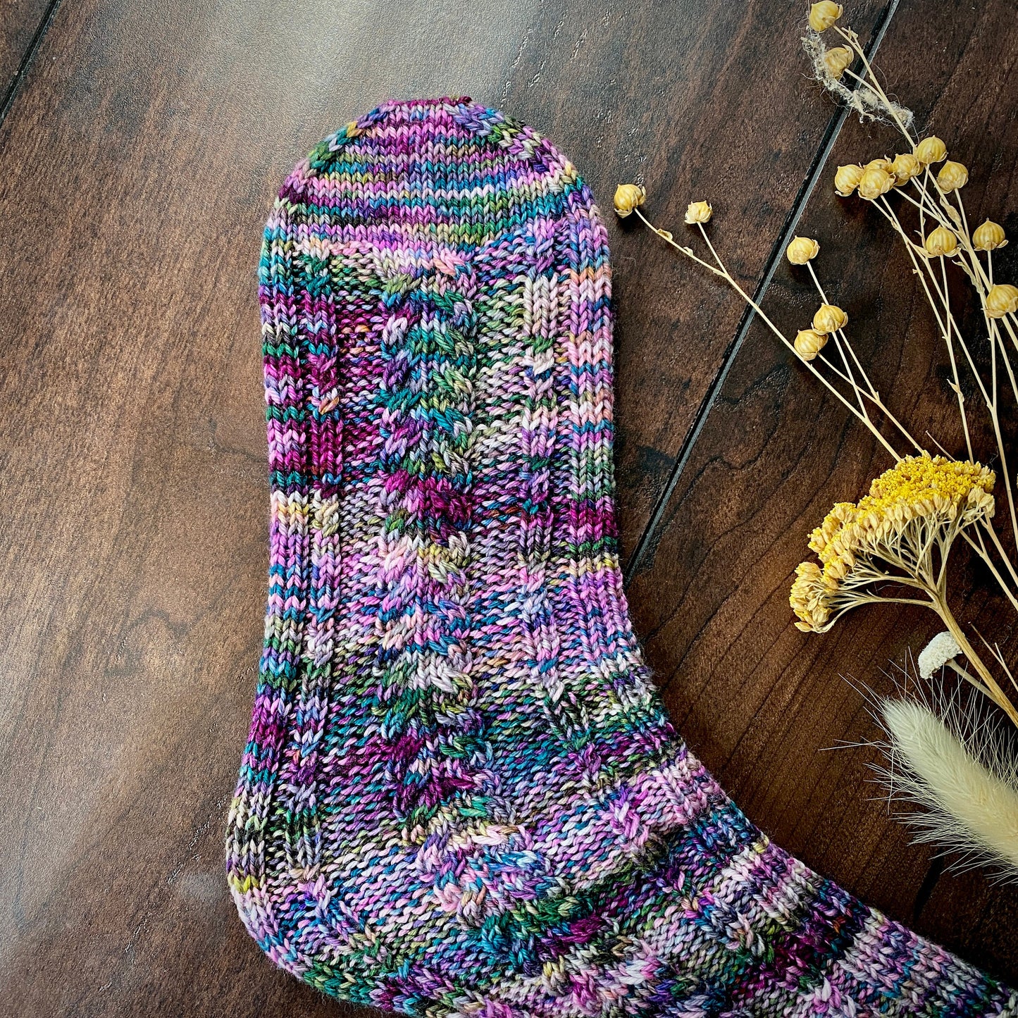 Spring Garden Socks - a Fingering Weight Sock Pattern with a simple cable pattern