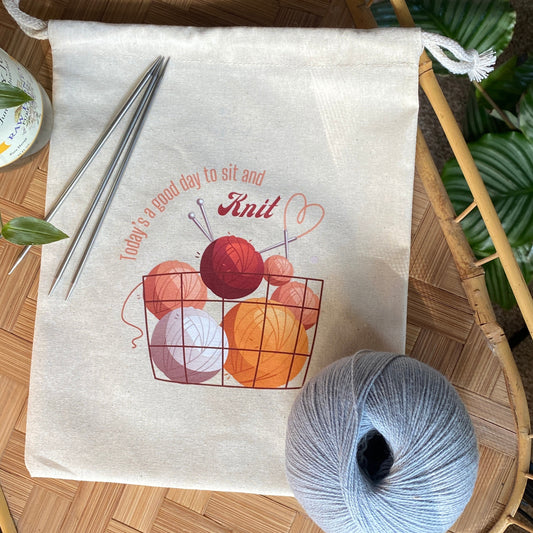 Knitting Project Bag - "Today's a good day to sit and knit"