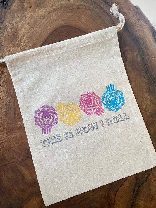 Knitting or Crochet Project Bag - "This Is How I Roll" Bright